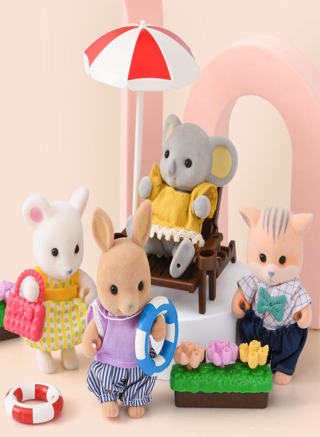 TUZT Doll House with 45 Pcs Furniture and Accessories, 3-Story with 4 Animal Dolls, Food Cooking Set, Warm Lights, Pool Slide and Movable Elevator, Pretend Play Dream Dollhouse for Girls 3+ - Image 4